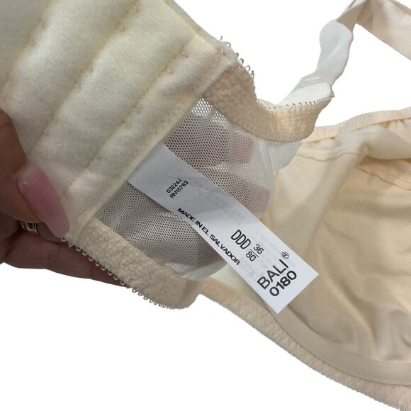 Bali Classic Support Underwire Bra Style 0180 Size 36DDD Ivory No Padding NEW - Picture 10 of 12